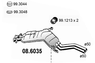 ASSO 08.6035 Глушитель выхлопных газов  для BMW 7 (E32) 730 i,iL