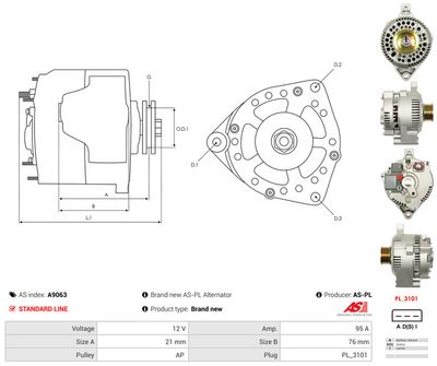 GENERATOR / ALTERNATOR AS-PL A9063 4