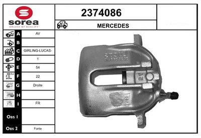 EAI 2374086 Тормозной суппорт  для MERCEDES-BENZ 190 (W201) E 2.3 (201.028)