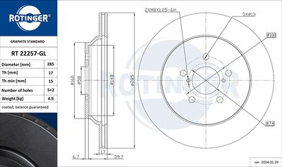 спирачен диск ROTINGER RT 22257-GL