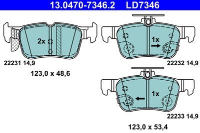 Комплект тормозных колодок, дисковый тормоз ATE 13.0470-7346.2 для FORD S-MAX
