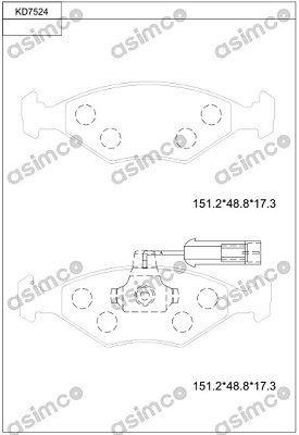 Комплект тормозных колодок, дисковый тормоз ASIMCO KD7524 для FIAT ALBEA