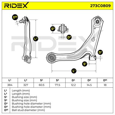 носач, окачване на колелата RIDEX 273C0809