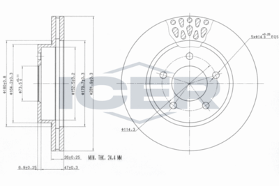 Тормозной диск ICER 78BD0001-2 для CHRYSLER NEW