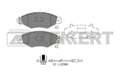 Комплект тормозных колодок, дисковый тормоз ZEKKERT BS-1088 для NISSAN KUBISTAR