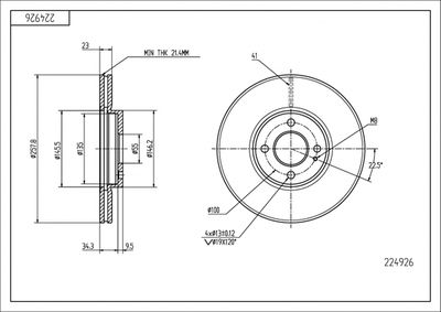 HART 224 926 Тормозные диски  для MAZDA 2 (DE_, DH_) 1.3 MZR