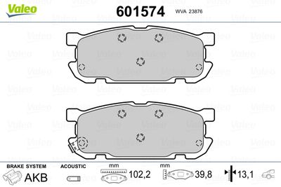 Комплект тормозных колодок, дисковый тормоз VALEO 601574 для MAZDA MX-5
