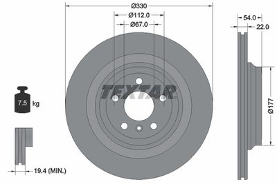 Тормозной диск TEXTAR 92273505 для MERCEDES-BENZ GLE
