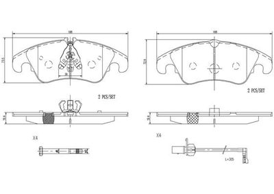 Sada brzdových destiček, kotoučová brzda BREMBO P85145N