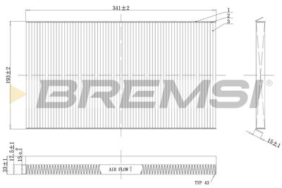 BREMSI FC1537C Фильтр салона  для OPEL CORSA B (S93) 1.4 i (F08, F68, M68)
