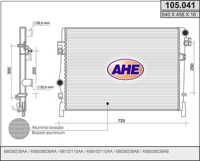 Радиатор, охлаждение двигателя AHE 105.041 для FIAT FREEMONT