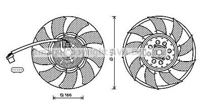 AVA QUALITY COOLING AUF212 Вентилятор системы охлаждения двигателя  для LAND ROVER DISCOVERY III (L319) 4.0 4x4