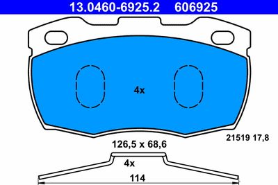 Комплект тормозных колодок, дисковый тормоз ATE 13.0460-6925.2 для LAND ROVER 90