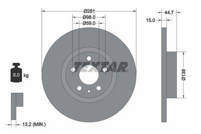 Тормозной диск TEXTAR 92096400 для ALFA ROMEO 147