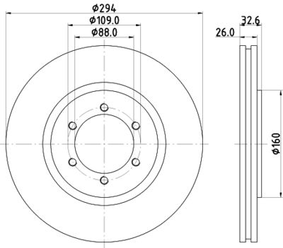 Тормозной диск HELLA 8DD 355 114-121 для SSANGYONG REXTON
