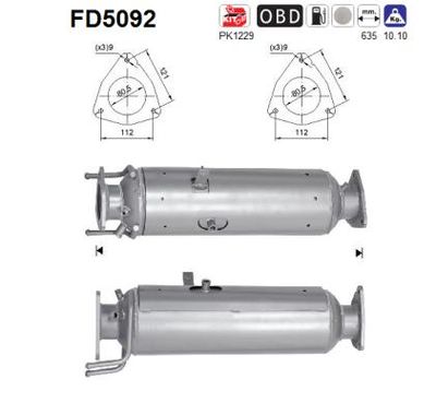 Filtr sadzy / filtr cząstek stałych, układ wydechowy AS FD5092