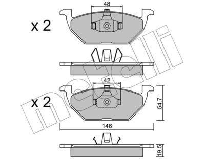 Комплект тормозных колодок, дисковый тормоз METELLI 22-0211-1 для VW UP!