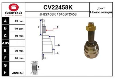 EAI Homokineet reparatie set, aandrijfas (CV22458K)