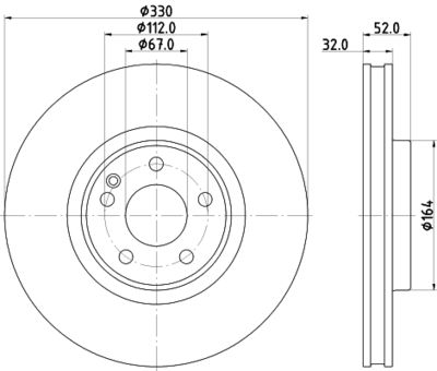 Тормозной диск HELLA 8DD 355 134-621 для MERCEDES-BENZ EQV