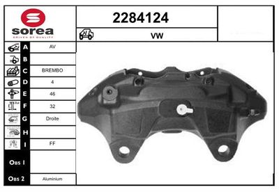 EAI 2284124 Тормозной суппорт для VW TOUAREG (7LA, 7L6, 7L7)