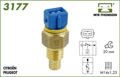 MTE-THOMSON 3177 Датчик температури охолоджуючої рідини для FIAT (Фиат)