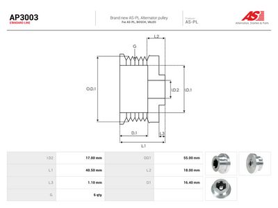 Remskive, dynamo AS-PL AP3003