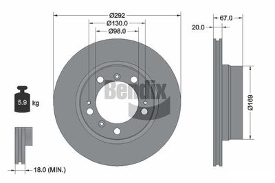 спирачен диск BENDIX Braking BDS2147HC