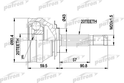 Шарнирный комплект, приводной вал PATRON PCV1019 для SEAT PANDA