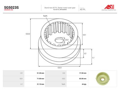 Reparationssats, startmotor AS-PL SG5023S