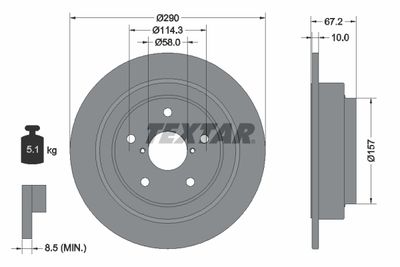 Тормозной диск TEXTAR 92273203 для SUBARU SVX