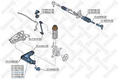 носач, окачване на колелата STELLOX 57-03676-SX