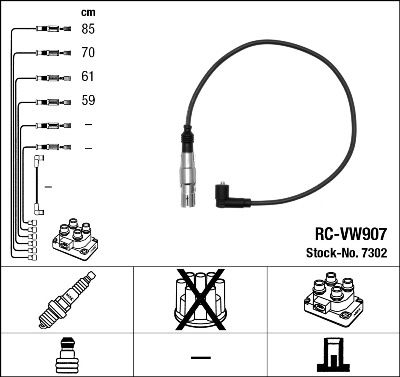Комплект проводов зажигания NGK 7302 для SEAT CORDOBA