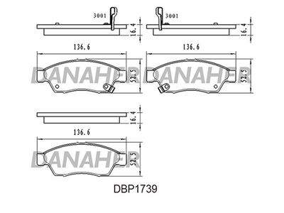 Комплект тормозных колодок, дисковый тормоз DANAHER DBP1739 для SUZUKI LIANA