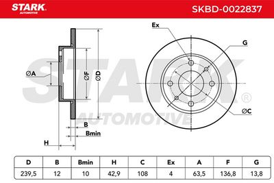 спирачен диск STARK SKBD-0022837