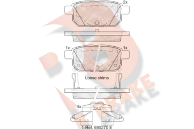 Комплект тормозных колодок, дисковый тормоз R BRAKE RB2017 для SUZUKI SWIFT