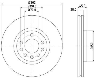 Тормозной диск HELLA 8DD 355 127-831 для SAAB 9-3X