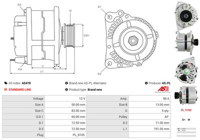 GENERATOR / ALTERNATOR AS-PL A0478 4