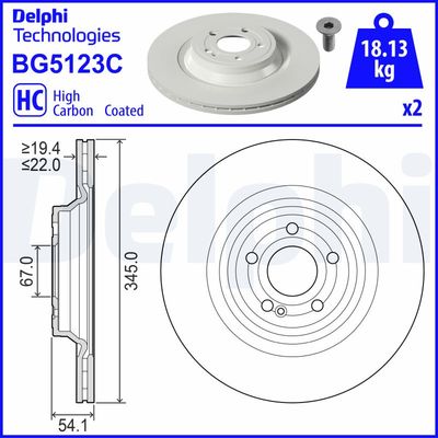 Tarcza hamulcowa DELPHI BG5123C