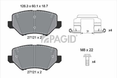 комплект спирачно феродо, дискови спирачки PAGID T4659N