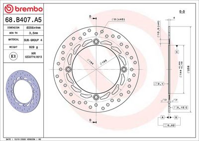 Brake disc Voor vast, 256/144x4mm 4x166mm, diameter bevestigingsgat 10,5mm, hoogte (tussenruimte) 0 past: HONDA CB 350SG/450S/600V (Transalp)/650 (Dominator)/650L/650V (Transalp)/700V (Transalp) 1986-