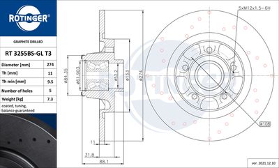 Tarcza hamulcowa ROTINGER RT 3255BS-GL T3