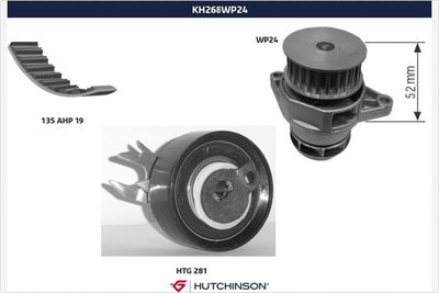 KH268WP24 HUTCHINSON Водяной насос + комплект зубчатого ремня