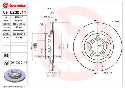 Bromsskiva BREMBO 09.D230.11