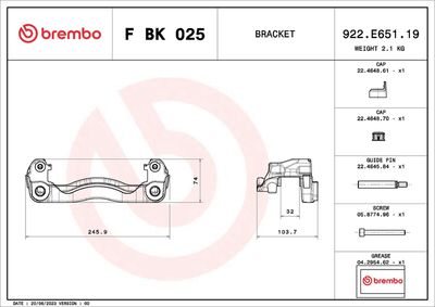 Mocowanie zacisku hamulca - zestaw BREMBO F BK 025
