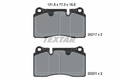 Комплект тормозных колодок, дисковый тормоз TEXTAR 2021703 для ASTON MARTIN DB9