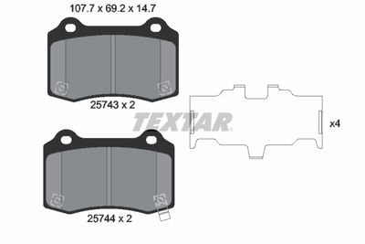 TEXTAR 2574301 Тормозные колодки и сигнализаторы  для TESLA MODEL S	 (Тесла Модел с	)