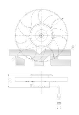 Вентилятор, охлаждение двигателя TYC 837-0025 для VW TRANSPORTER