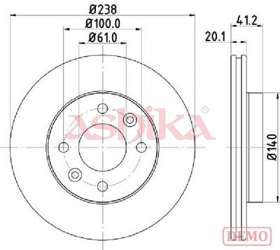 спирачен диск ASHIKA 60-00-0708C