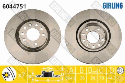 GIRLING 6044751 Тормозные диски для FIAT CROMA (194_) 1.9 D Multijet (194AXC1B, 194AXC12) GIRLING 6044751 Тормозные диски для FIAT CROMA (194_) 1.9 D Multijet (194AXC1B, 194AXC12)
