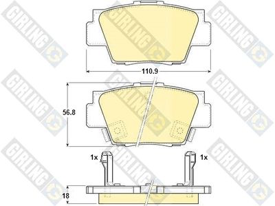 Комплект тормозных колодок, дисковый тормоз GIRLING 6130399 для ACURA MDX